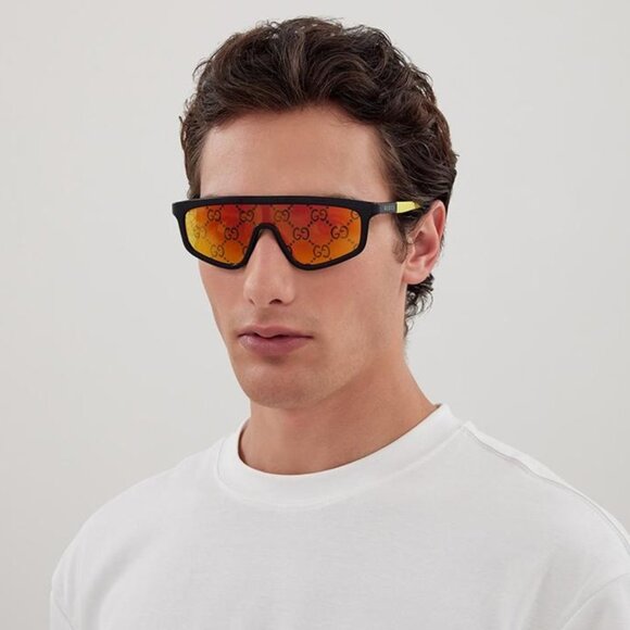 Gucci Other - BRAND NEW Gucci GG1736S 004 Black Yellow Mirror Logo Unisex Sunglasses GG 1736S